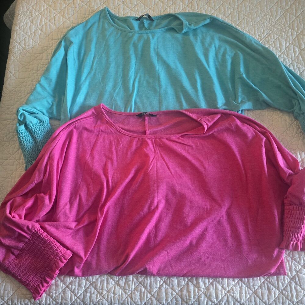 Dokotoo Blouse 3/4 Sleeves Elastic Sz XL Lot Of 2 One Pink One Teal